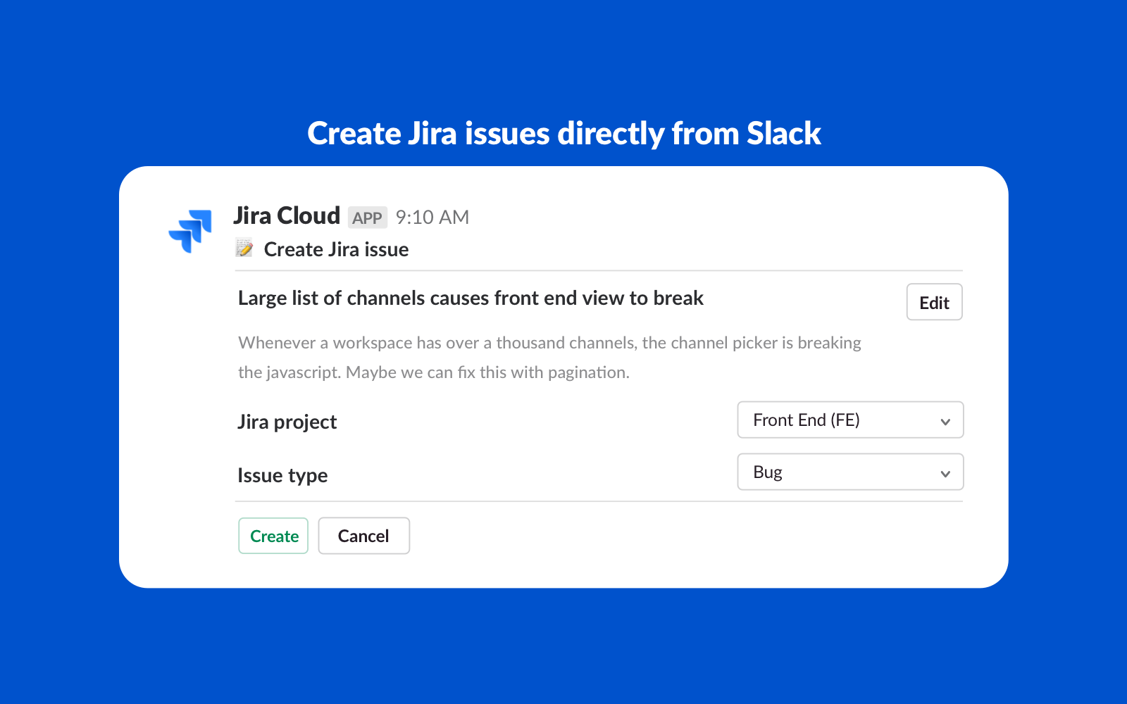 直接从 Slack 创建 Jira 事务